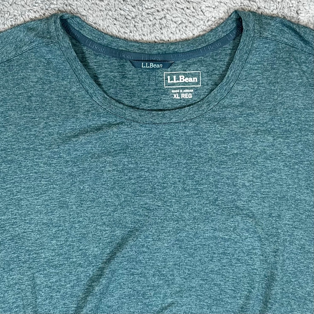 LL Bean Womens XL Regular Teal Heather Twist Front Thumbhole Long Sleeve Top